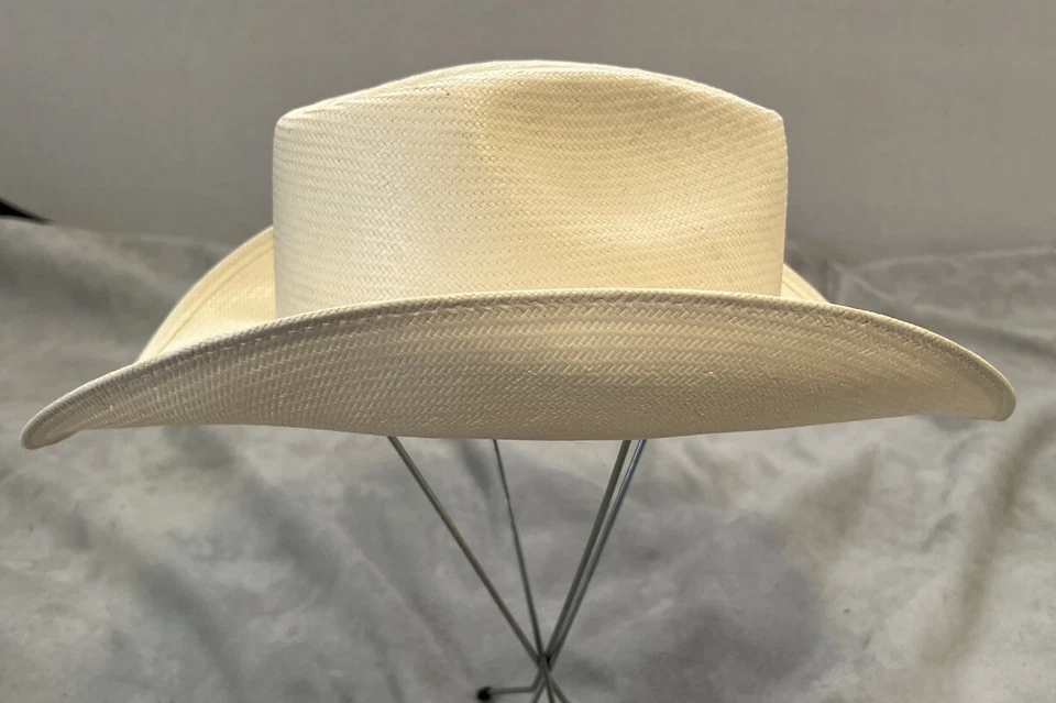 Stetson 5X XXXXX Sombrero de Vaquero de Paja Cuero/Banda Plateada talla 7 1/8 Usado en Excelente Condición Foto 4 de 4