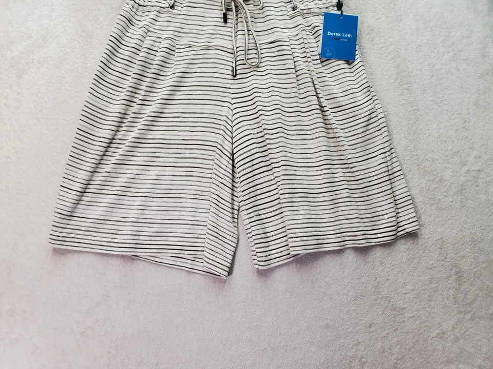 Derek Lam Shorts Women's Small Tan Striped Rayon Pocket Elastic Waist Drawstring - Image 3 of 4