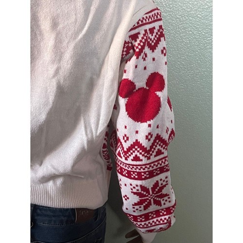 H&M Christmas Jacquard knit Sweater Red & White Mickey Kids Size 8 - 10 Used - Picture 4 of 11