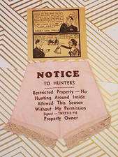 1950s Hunting Novelty GAG Panties Hankerchief...