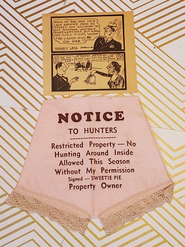 1950s Hunting Novelty GAG Panties Hankerchief W Comic VTG Joke 