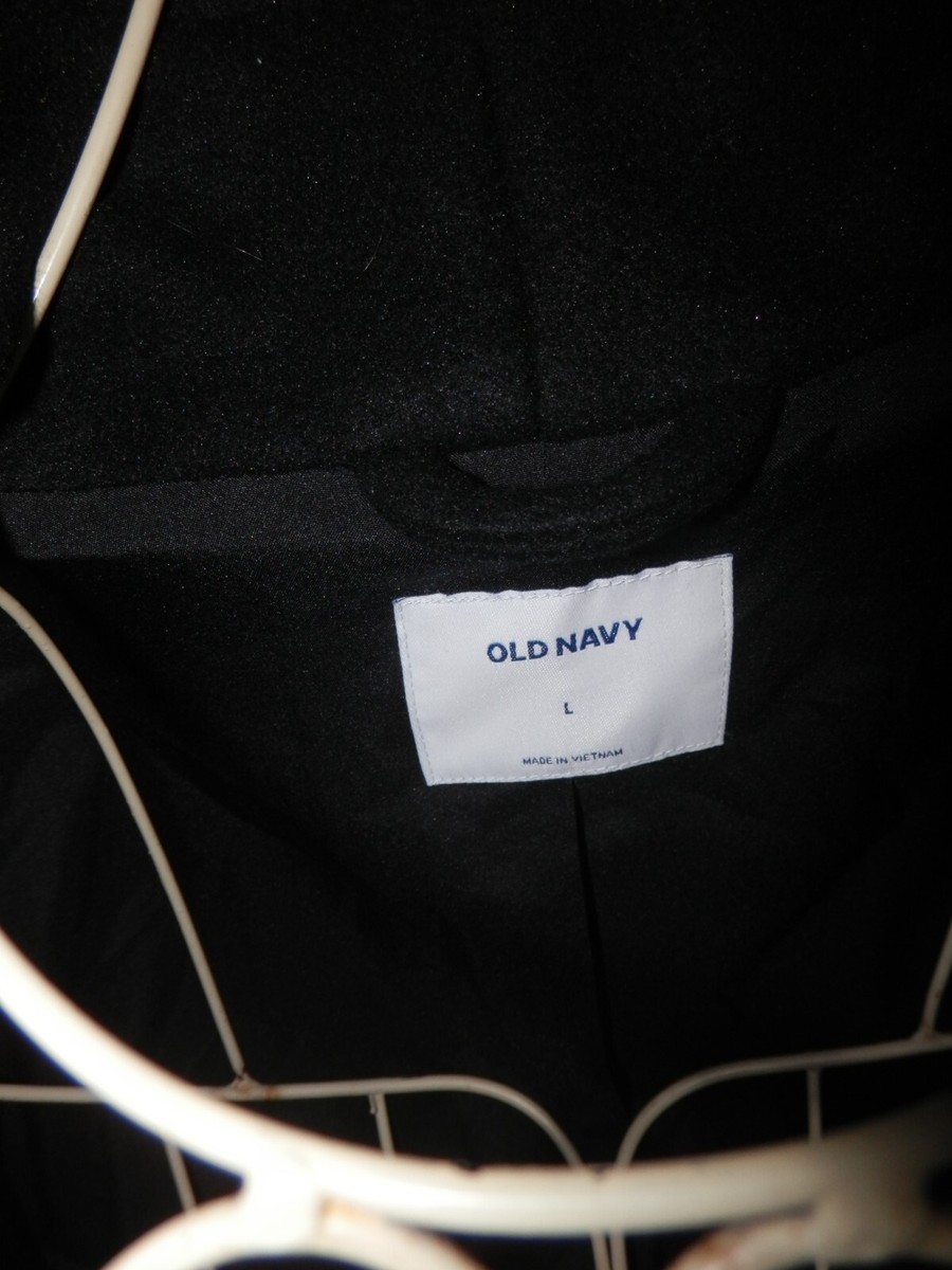 New OLD NAVY wool blend black long relaxed modern fit coat jacket