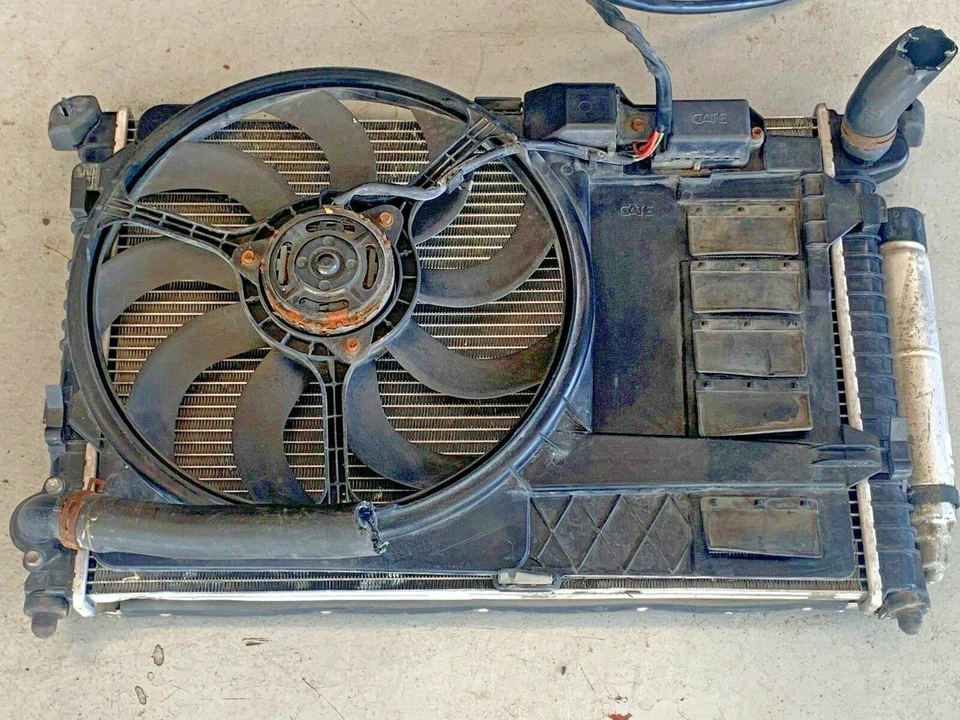 Mini Cooper 2002 2003 motor 1,6 L ventilador de refrigeración radiador condensador montaje OEM Foto 2 de 4