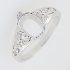 Sterling Silver Semi Mount Ring Setting Cushion CU 9X7mm White Topaz