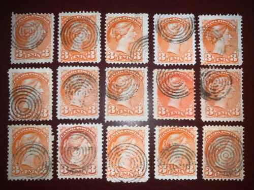 🏴☠️ Canada Stamps No. 37 or 41 Used Rings cancel Collection Lot Of 15 Stamps