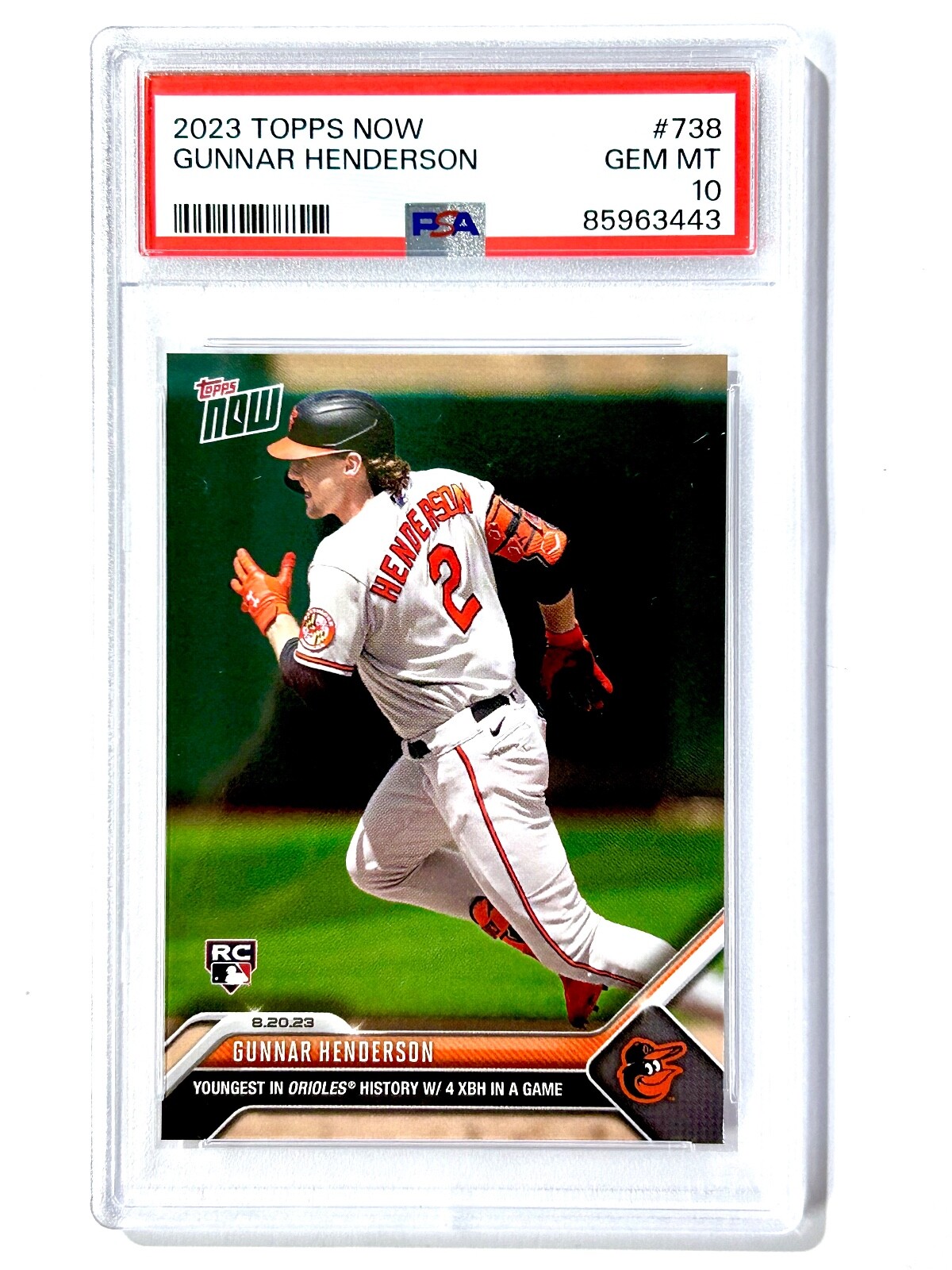 2023 Topps Now GUNNAR HENDERSON #738 PSA-10 Baltimore ORIOLES - RC