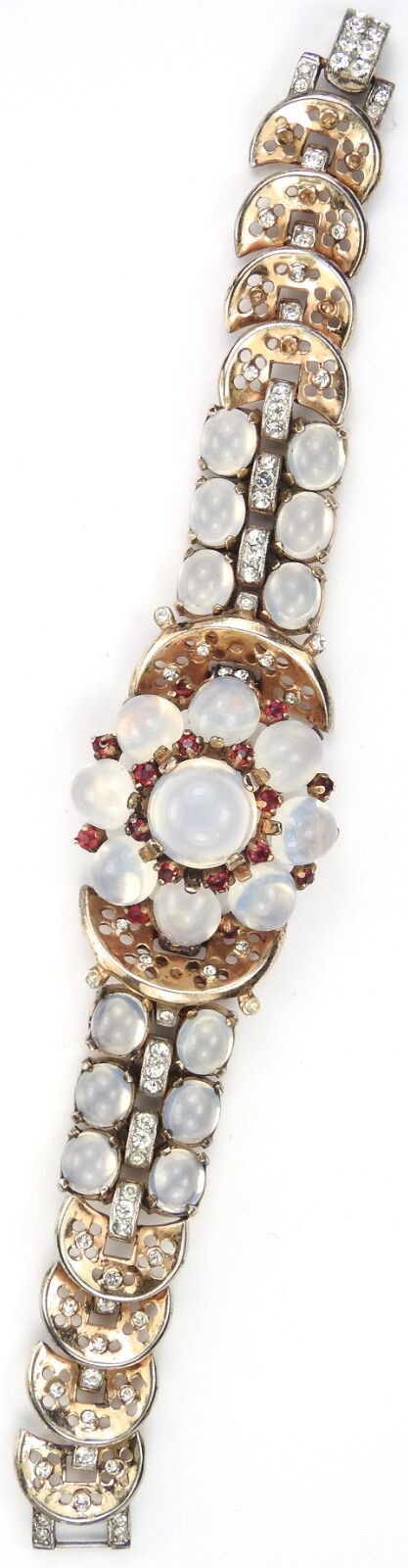 Trifari Sterling Philippe Moonstone Ruby Spangles… - image 3