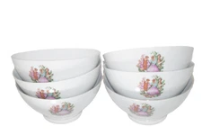 Vintage NIB Liling Kiln Chinese H P Porcelain Courting Couple 6 Serving Bowls