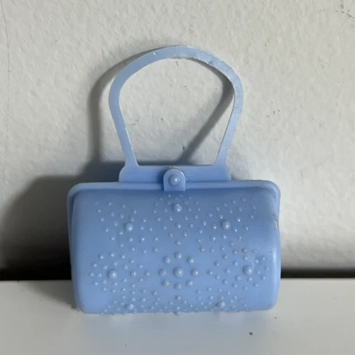 Vintage Barbie Doll Flower Power Plastic Bag Purse Suitcase Carry On Round Blue