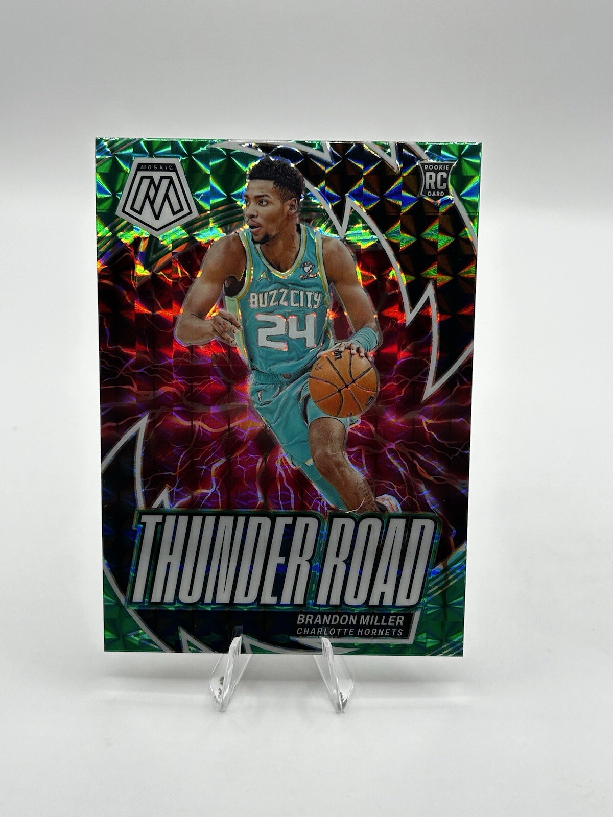 Brandon Miller 2023-24 Mosaic Green Prizm Thunder Road RC #19 CHA HORNETS