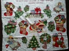 Vintage 1993 Susan Winget CHRISTMAS COLLECTION APPLIQUE Fabric Panel pre-washed