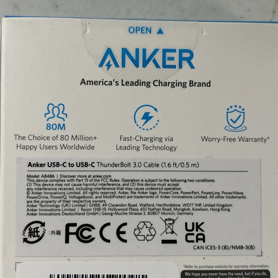 Anker USB-C to USB-C Thunderbolt 3.0 Cable - 1.6 ft (A8486) - NEW - Image 4 of 4