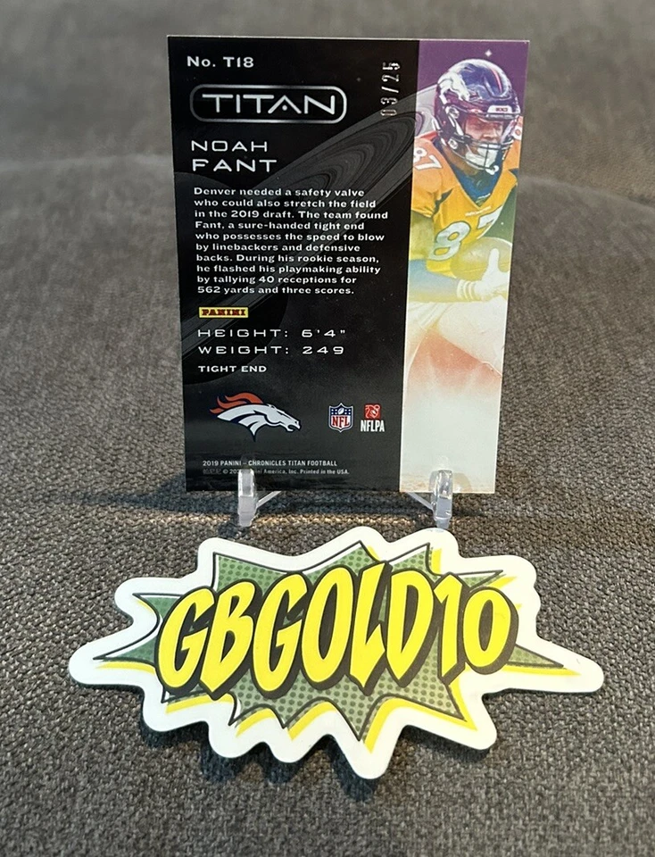 2019 Panini Chronicles - Titan Green #T18 Noah Fant /25 (RC) - Image 2 of 3