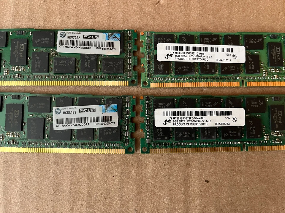 LOT OF 4 MICRON 8GB 2RX4 PC3-10600R DDR3 SERVER RAM MT36JSF1G72PZ-1G4M1FF J8-2(2 - Image 3 of 4