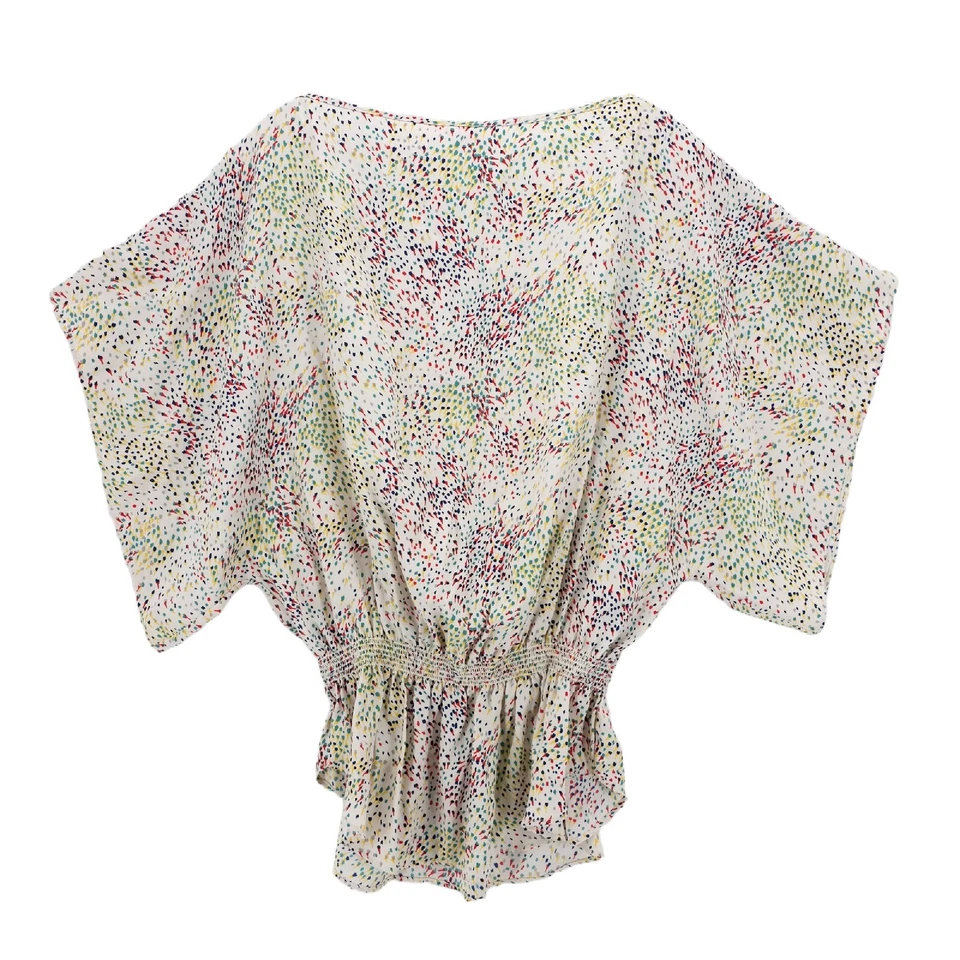 Blusa Top Parker 100% Seda Kimono Manga Ala de Murciélago Cintura Calada MEDIANA Foto 4 de 4