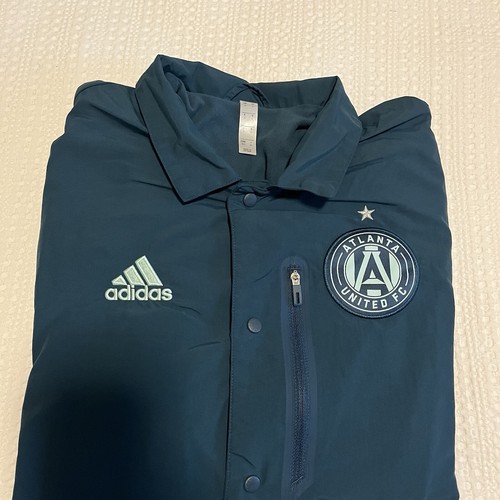Chaqueta cortavientos a presión verde azulado Atlanta United FC para hombre talla pequeña MLS Adidas - Imagen 9 de 11