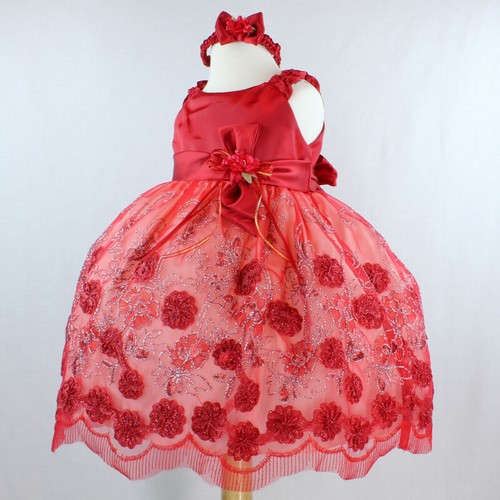 Flower Baby Girl Dresses Bridesmaid Toddler Glitters Wedding Birthday Party - Picture 22 of 30
