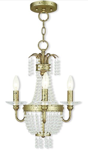 LIVEX LIGHTING 51843-28 Valentina 3 Light Hand Applied Winter Gold Convertible - Picture 1 of 3