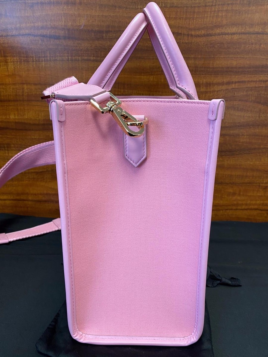 Authentic Dolce & Gabbana Pink Canvas 2 Way Shopper Tote Bag