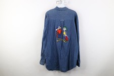 Vtg 90s Looney Tunes Mens M Baggy Hip Hop Wile E Coyote Bugs Bunny Button Shirt
