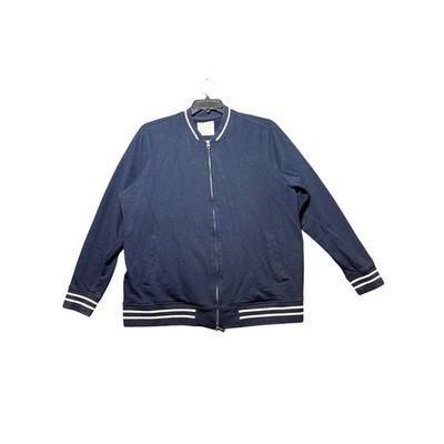 Five Four Nick Wooster Bomber Jacket Mens XL Navy Blue Excellent Full Zip Ribbed