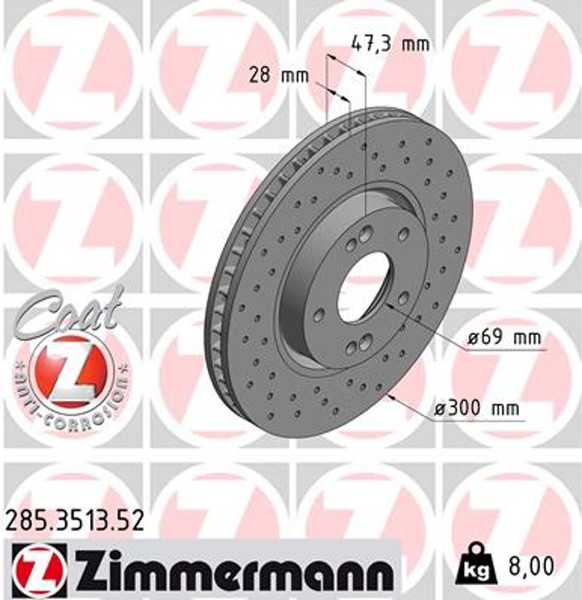 2X Zimmermann Bremsscheibe Sport Z 285.3513.52 FüR Hyundai CEE KIA PRO Veloster-image
