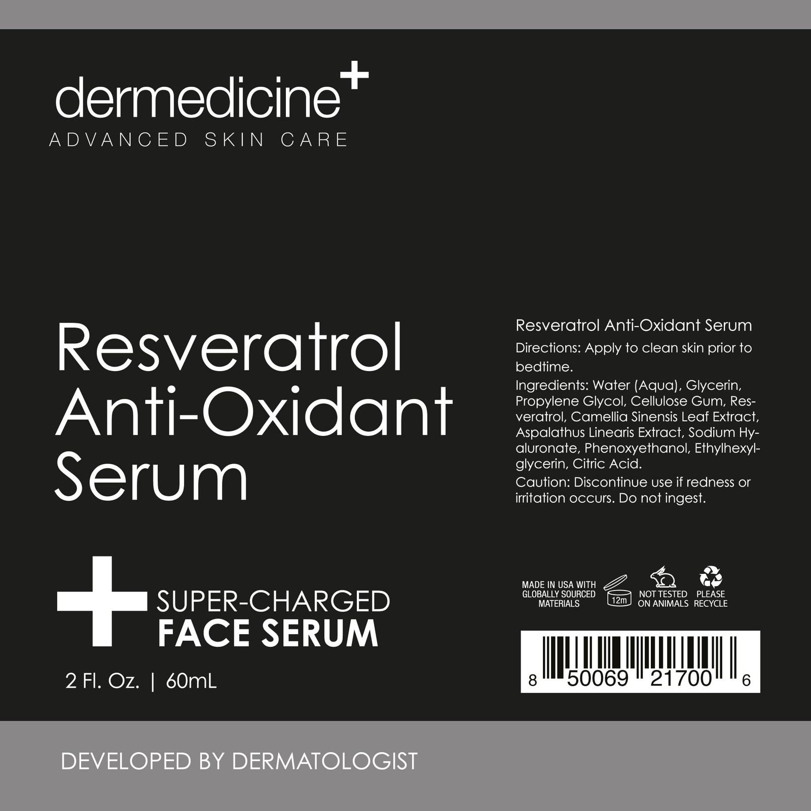 Dermedicine Resveratrol Liquid Serum Facial Skin Care Lift Resveratrol Serum ...