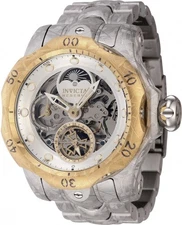 New Invicta Reserve Venom 44434 Men’s 53.7mm Steel Gold Skeleton Dial Automatic