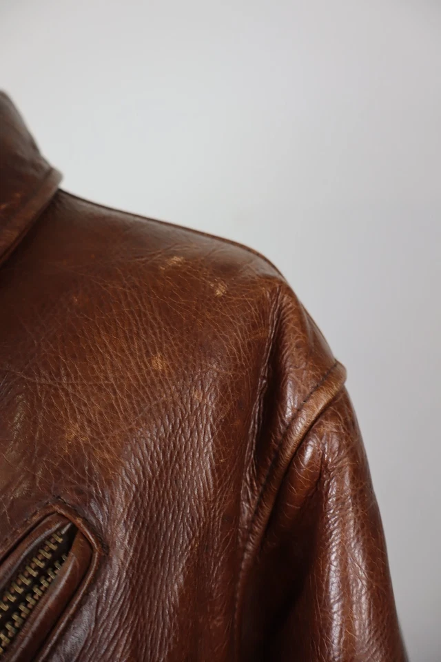 Energie Giubbino Pelle Trapuntato Uomo Tg M Man Vintage Leather Jacket Casual - Image 3 of 4