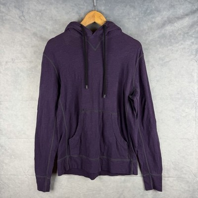 Rag & Bone Hoodie Mens Large Lined Hood Purple Pullover Drawstring Cotton