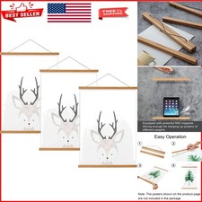 3 Pack Magnetic Poster Hanger Frames in Teak Wood for Effortless Art Display
