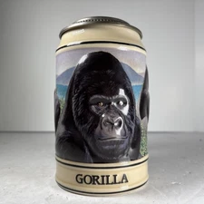 1995 Anheuser-Busch Budweiser Endangered Species Gorilla Beer Stein