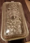 Federal Glass Ribbed Refrigerator Dish Embossed Fruit Lid 9x5" Rectangle Vintage