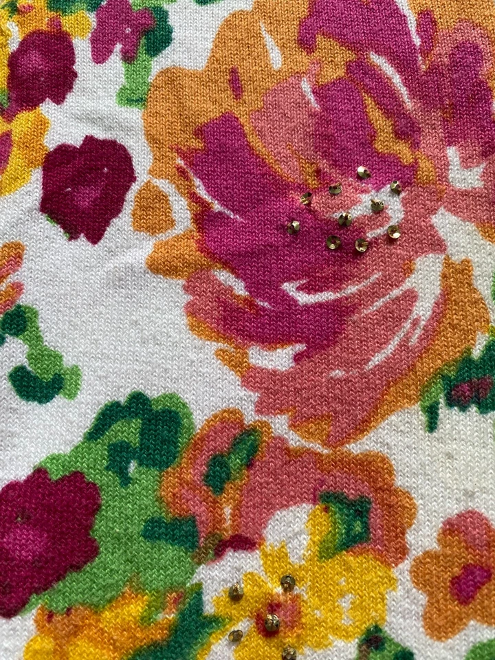 Cárdigan suéter multicolor con cuentas florales manga 3/4 Charter Club para mujer talla XL Foto 4 de 4