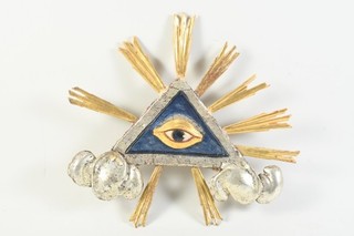 C60S12 Holz Relief Auge Gottes geschnitzt gefasst