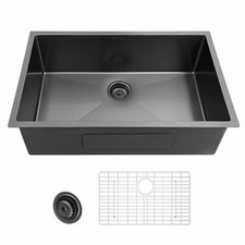 31 In. Undermount Single Bowl 18 Gauge Gunmetal Black Stainless Steel Kitchen Si