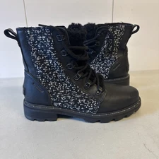 Sorel Women's Size 8 M Black  White Lenox Lace Up Cozy Combat Boot Waterproof