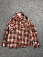 VNTG 60s Woolrich Flannel Shirt Women's 12 Plaid Long Sleeve Button Up USA Made