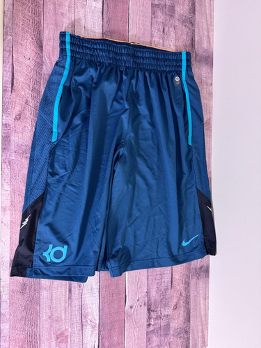 Pantaloncini Nike Uomo Blu Medio KD Kevin Durant Elasticizzati Vita Dri Fit Basket XL