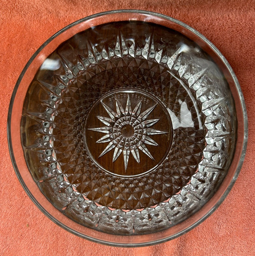 Vintage Arcoroc France Glass Salad Bowl Diamond Starburst Pattern 7.8" ShipsFree
