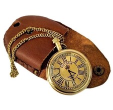 Vintage Brass Pocket Watch   Victoria London 1875   Maritime Style with Leather