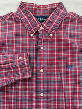 Ralph Lauren Custom Fit Long Sleeve Button Down Shirt Plaid Blue Pony Men's XL