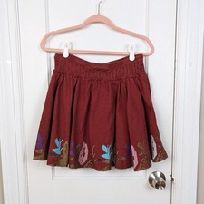 Free People Boho Embroidered Mini Skirt Size Small
