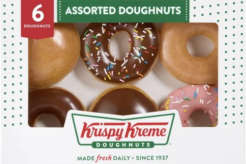 Krispy Kreme Donuts Doughnuts 6 Pck Fresh Assorted Bakery .5 Doz Treat Gift Box