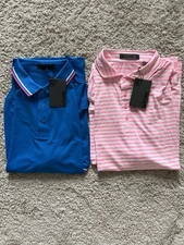 G/Fore Men's XL Icon Tech Jersey Racer Pink And Candy Golf Polo NWT: Lot Of 2