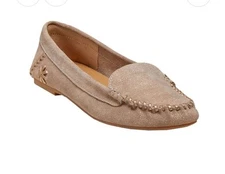 Jack Rogers Millie Leather Moccasin Loafers Womens 7.5 Tan Suede