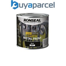 Image of Ronseal 39181 Direct to Metal Paint Black Matt 250ml RSLDTMBM250