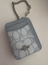Coach Zip Card Case In Sketch Signature Canvas In Ice Blue CBL78 NWT