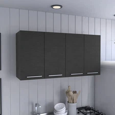 Durham Black Wengue 4-Door Kitchen Cabinet