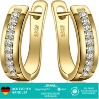 Silber Damen Ohrringe 925 Sterling Zirkonia Huggie Creolen